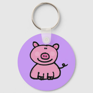 Cute pink pig cartoon key ring