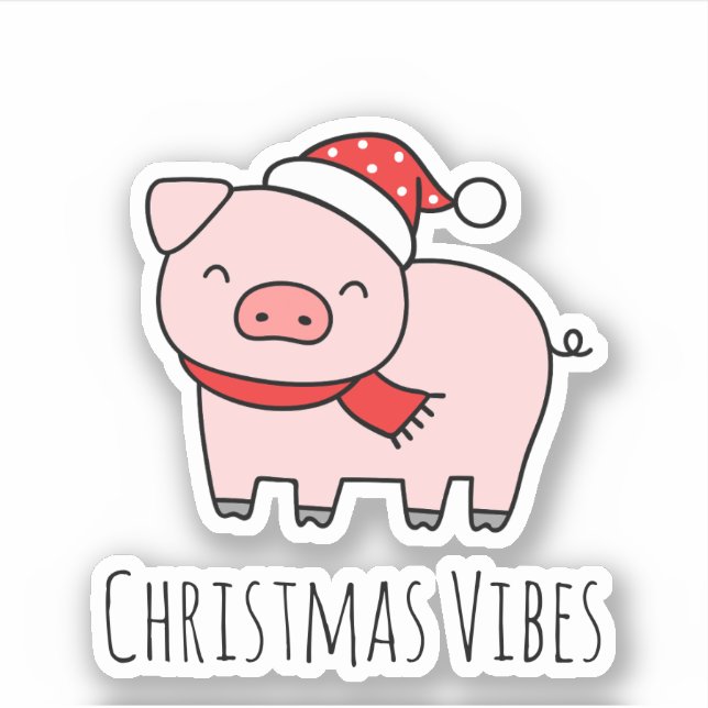 Cute Pink Pig Christmas Vibes Minimalist (Front)