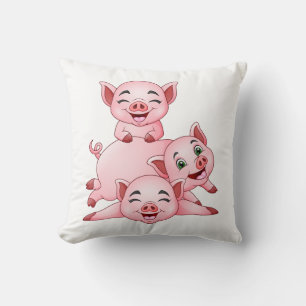Cute Pink Pig Country Farmer Farm Gift Cushion