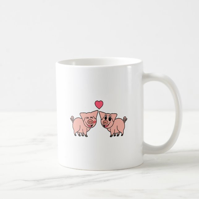 Cute Pink Pig Couple Coffee Mug (Right)
