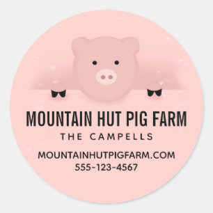 Cute Pink Pig Cute Farm Animal Business Classic Round Sticker