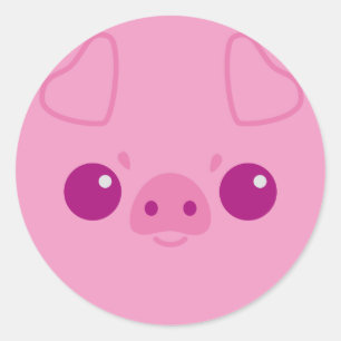 Cute Pink Pig Face Classic Round Sticker