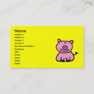 Cute Pink Pig Hand Drawn Cartoon Business Card
