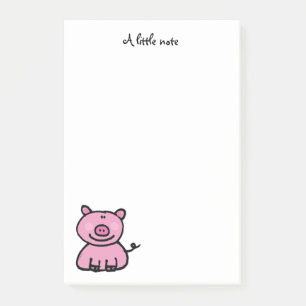 Cute Pink Pig Hand Drawn Cartoon Post-it Notes