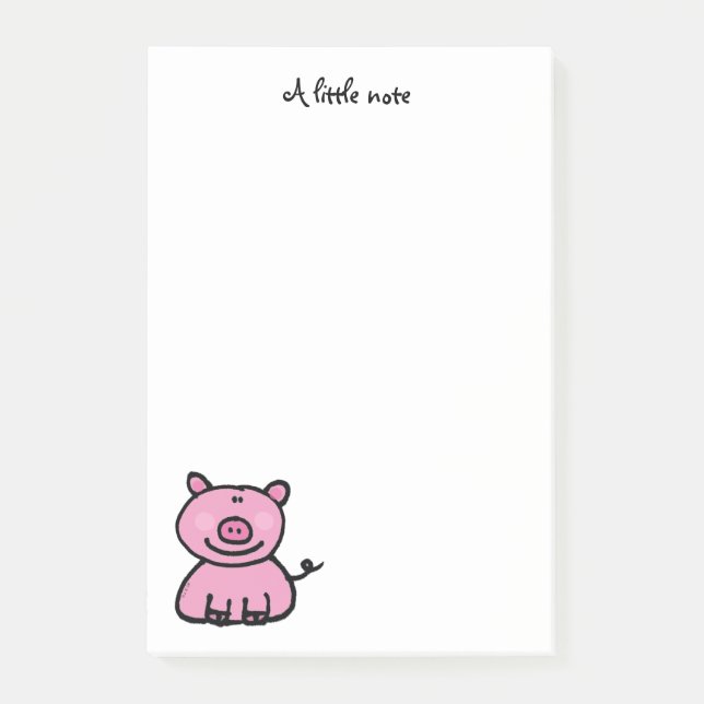 Cute Pink Pig Hand Drawn Cartoon Post-it Notes (Front)