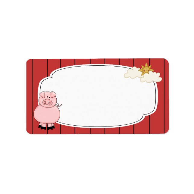 Cute Pink Pig Label (Front)