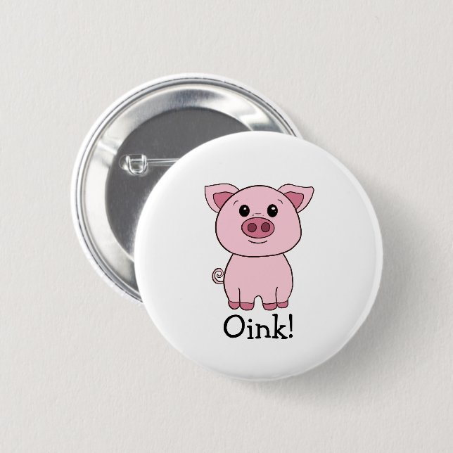 Cute Pink Pig Oink! Farm Animal 6 Cm Round Badge (Front & Back)