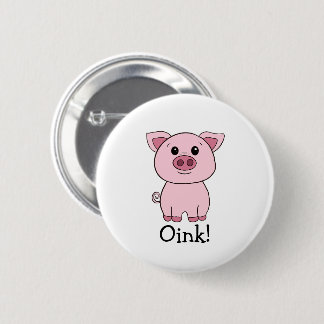 Cute Pink Pig Oink! Farm Animal 6 Cm Round Badge