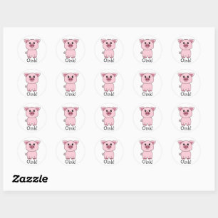 Cute Pink Pig Oink! Farm Animal Classic Round Sticker