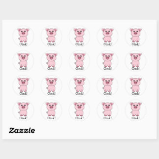 Cute Pink Pig Oink! Farm Animal Classic Round Sticker