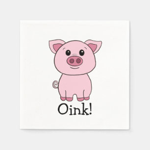 Cute Pink Pig Oink! Farm Animal Napkin