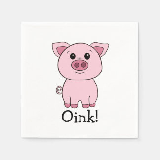Cute Pink Pig Oink! Farm Animal Napkin