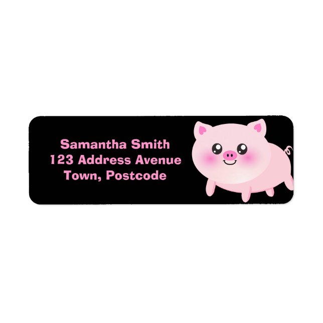 Cute Pink Pig on Black (Front)