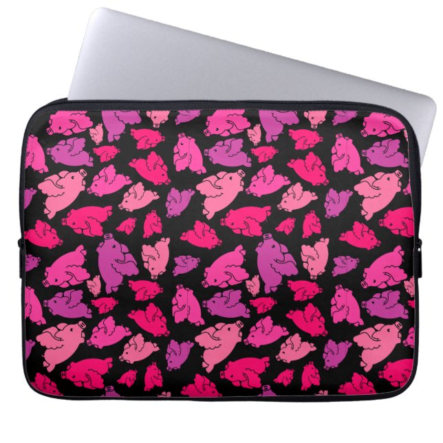 Cute Pink Pig Pattern Laptop Sleeve (Front)