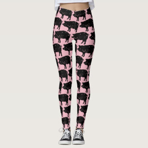 Cute pink pig pattern leggings