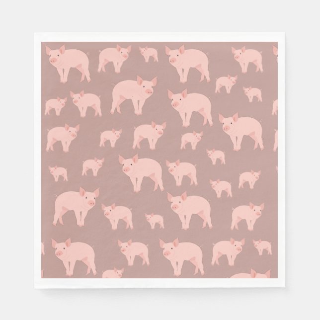 Cute Pink Pig Pattern  Napkin (Front)