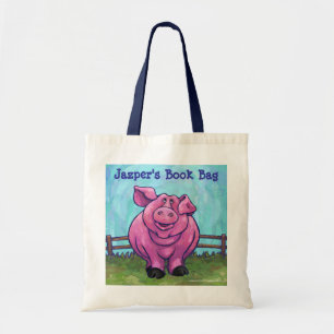 Cute Pink Pig Personalised Book Bag