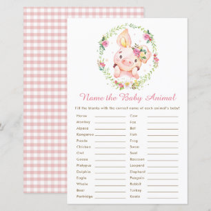 Cute Pink Pig Piglet Name the Baby Animal Game