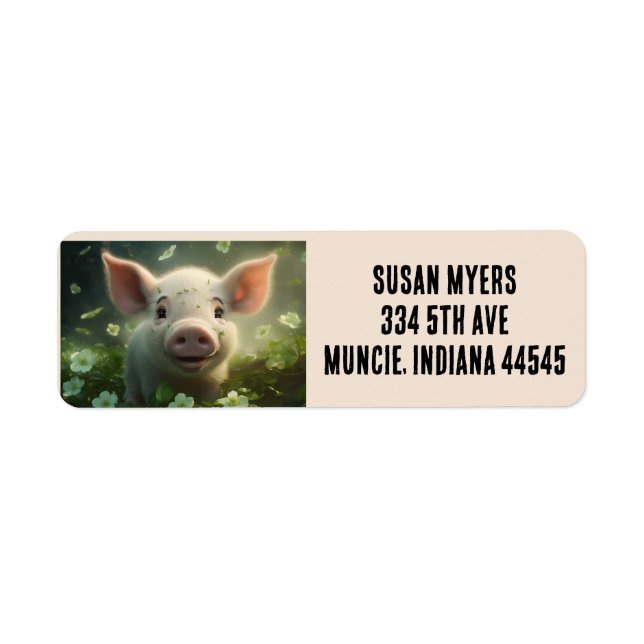 CUTE PINK PIG RETURN ADDRESS LABELS (Front)