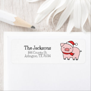 Cute Pink Pig Simple Minimalist Return Address