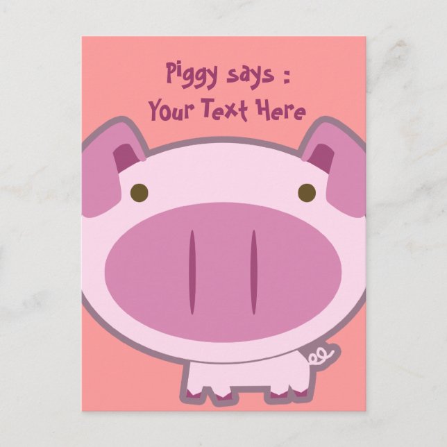 CUTE PINK PIGGY POSTCARD (Front)