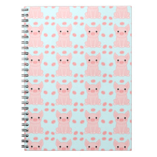 Cute Pink Piglet Blue Pattern Notebook