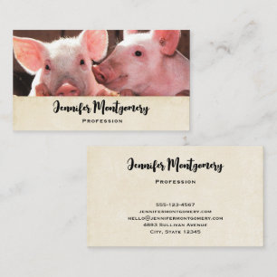 Cute Pink Piglets Animal Photograph Business Card