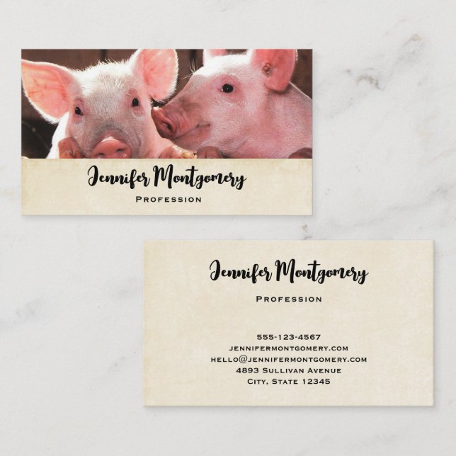 Cute Pink Piglets Animal Photograph Business Card (Front/Back)