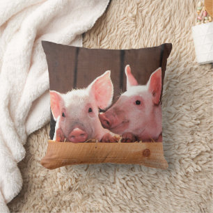 Cute Pink Piglets Animal Photograph Cushion
