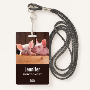 Cute Pink Piglets Animal Photograph ID Badge