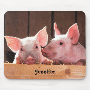 Cute Pink Piglets Animal Photograph Mouse Mat