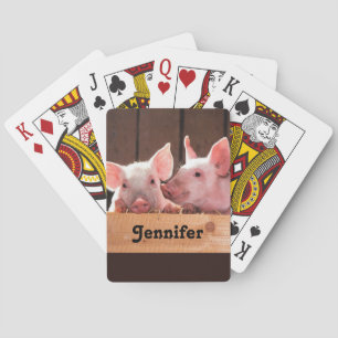 Cute Pink Piglets Animal Photograph Playing Cards