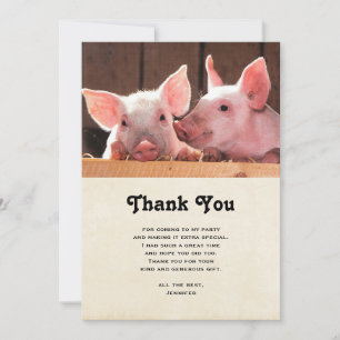 Cute Pink Piglets Animal Photograph Thank You Card