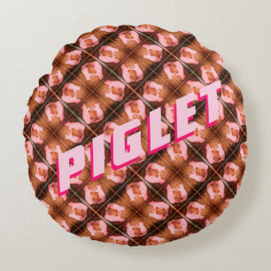 Cute Pink Piglets Pattern Round Cushion