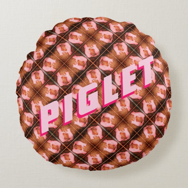 Cute Pink Piglets Pattern Round Cushion (Front)