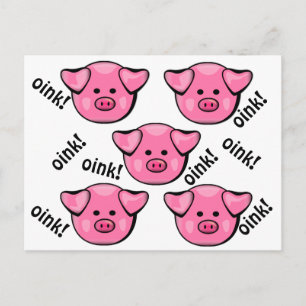 Cute Pink Pigs Oinking Postcard