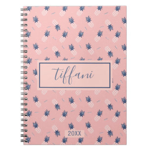 Cute Pink Pineapple Doodle Notebook