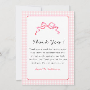 Cute Pink Pink Bow Baby Girl  Thank You Card
