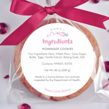 Cute Pink Piping Bag Bakery Ingredient List