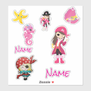 Cute Pink Pirate Girl Sticker