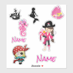 Cute Pink Pirate Girl Sticker