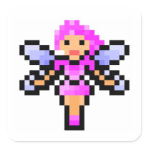 Cute pink pixel art fairy