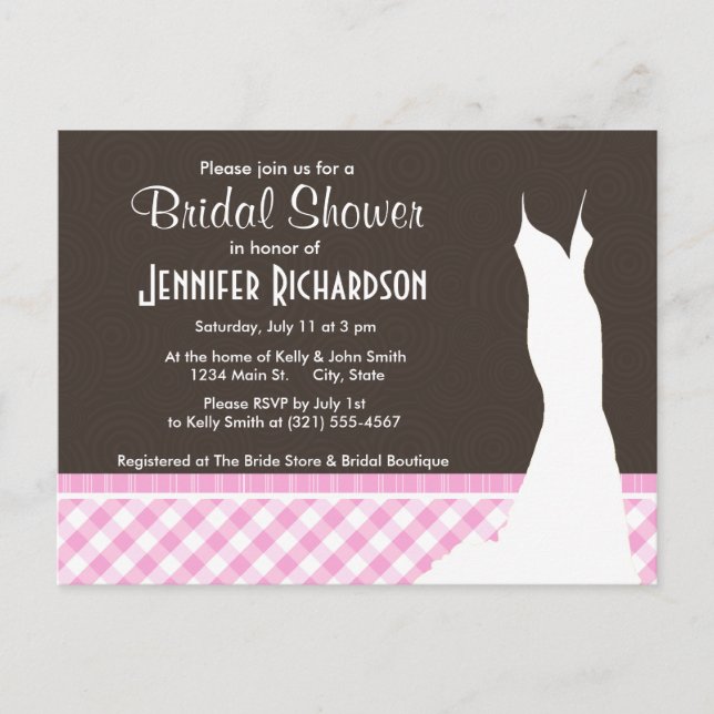 Cute Pink Plaid; Chequered Invitation Postcard (Front)