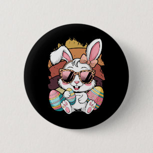 Cute Pink Plaid Pattern Easter Bunny Face Rabbit E 6 Cm Round Badge