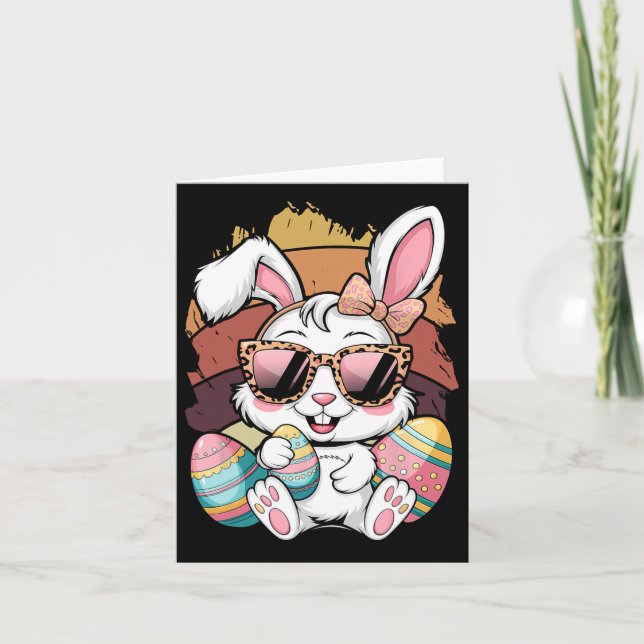 Cute Pink Plaid Pattern Easter Bunny Face Rabbit E Card (Front)