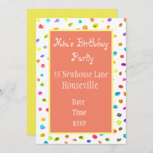 Cute pink polka dot art girl Party Invitation
