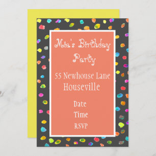 Cute pink polka dot art girl Party Invitation