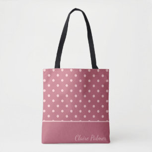 Cute pink polka dot design tote bag