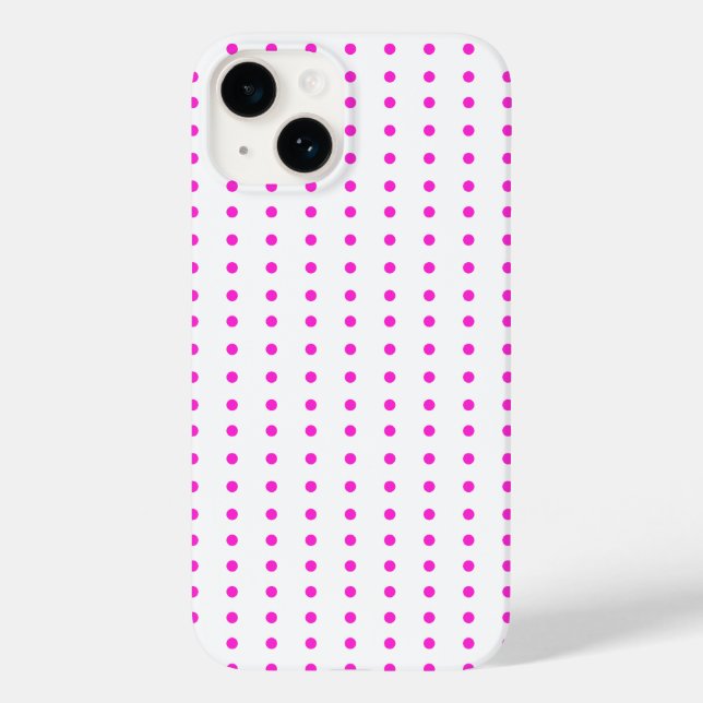 Cute Pink Polka Dot iPhone 14 Case (Back)