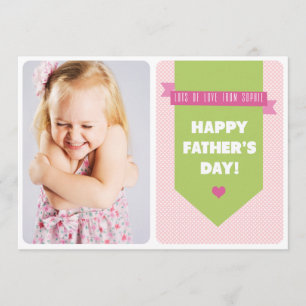 Cute Pink Polka Dots   Father's Day Flat Card